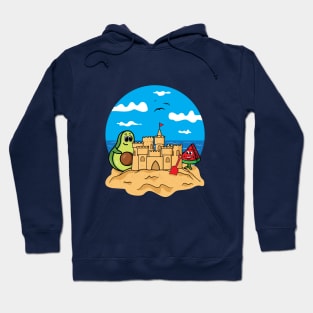 Cute avocado and watermelon build a sandcastle on the beach Hoodie